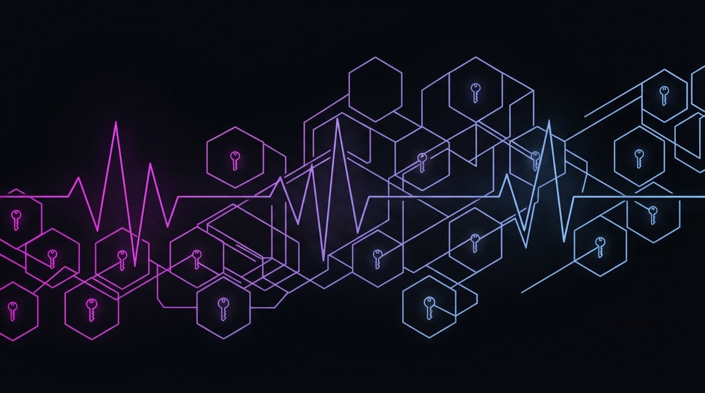 Abstract Dipp AI illustration for Healthcare: agentic execution governed by named human authority