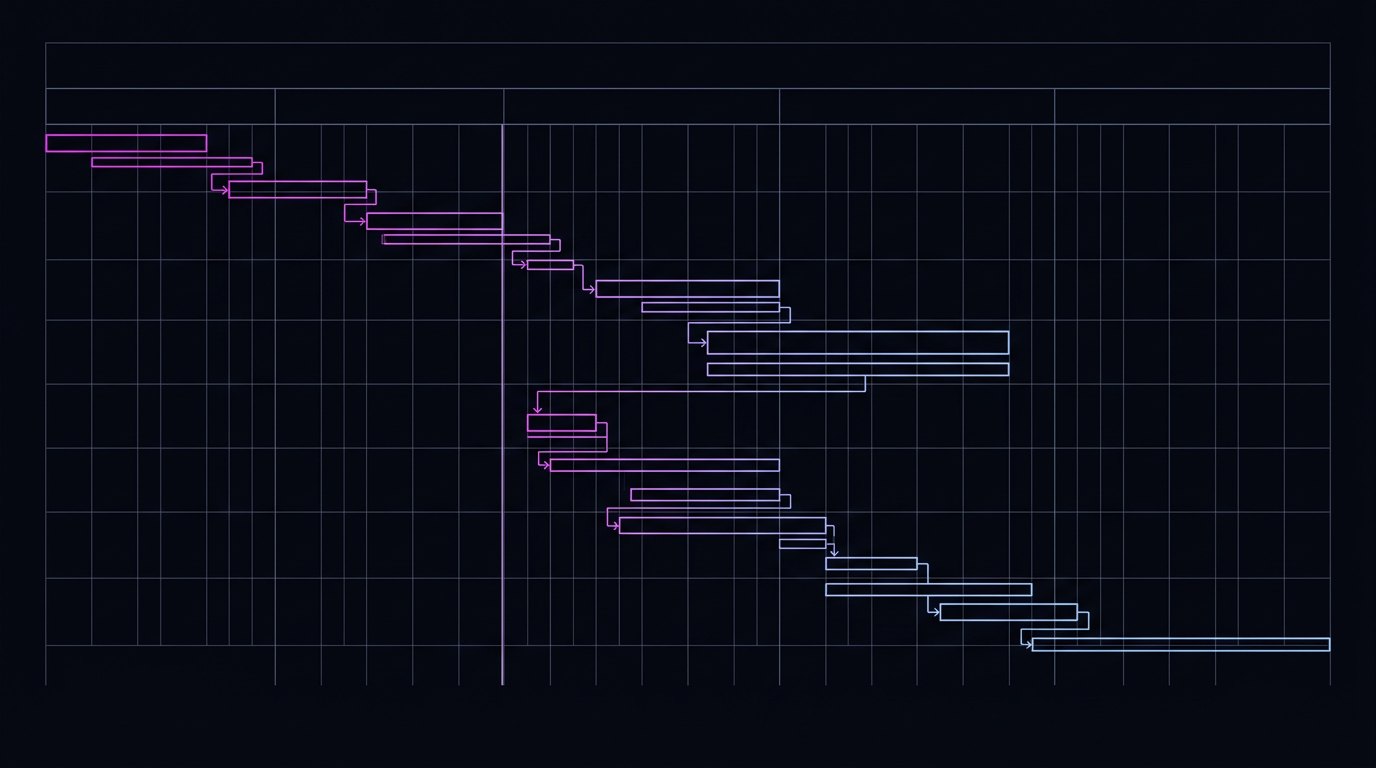 A live cross-provider execution trace laid out across parallel timeline lanes