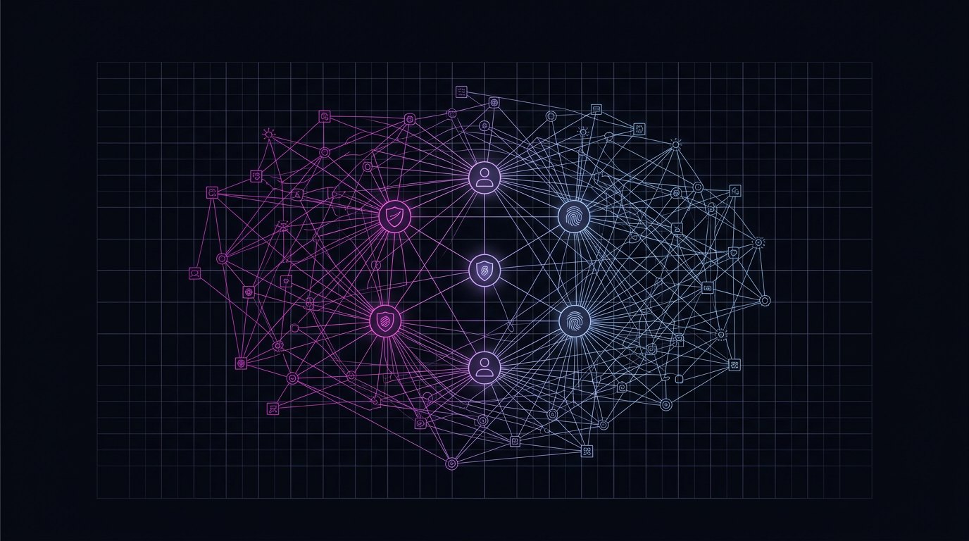 A credential mesh with few human nodes among a dense non-human swarm